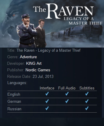 The Raven: Legacy of a Master Thief Digital Deluxe Edition Steam - Click Image to Close